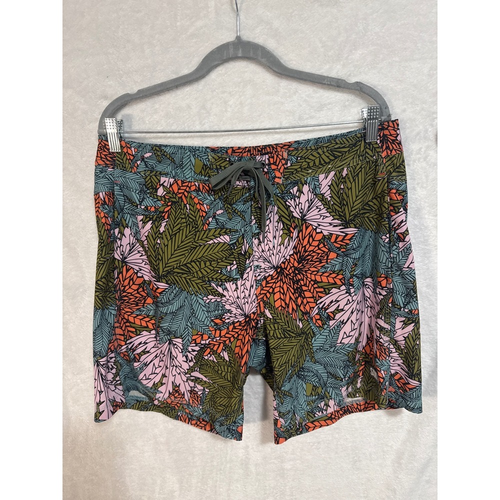 SAXX Betawave 2N1 Board Shorts Mens 34 Tropical Leaf BallPark Pouch Swim Trunks
